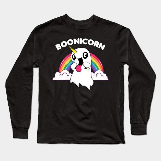 Boonicorn Cute Unicorn Rainbow Ghost Halloween Costume Long Sleeve T-Shirt by HCMGift